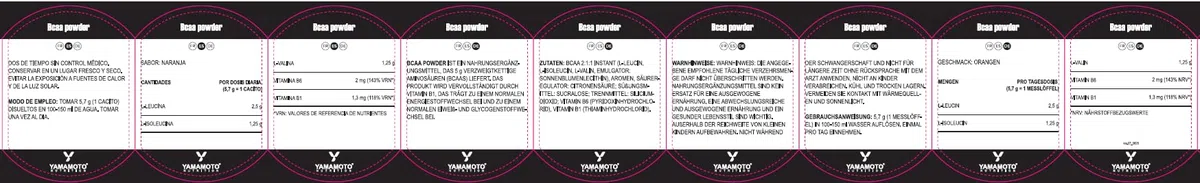 YAMAMOTO NUTRITION BCAA 2:1:1 300 gr, Integratore Alimentare di Aminoacidi Ramificati Fermentati con Vitamina B1 e B6, Integratore per Sportivi BCAA POWDER, Gusto Arancia