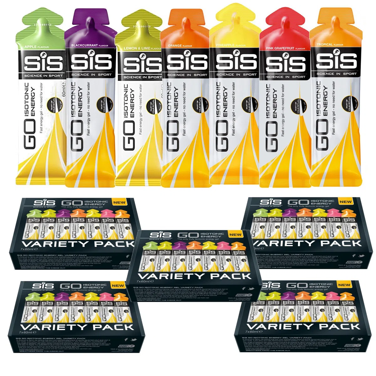 Science in Sport Go Isotonic Energia Gel - Scatola di 35 (varietà 5 SCATOLE)