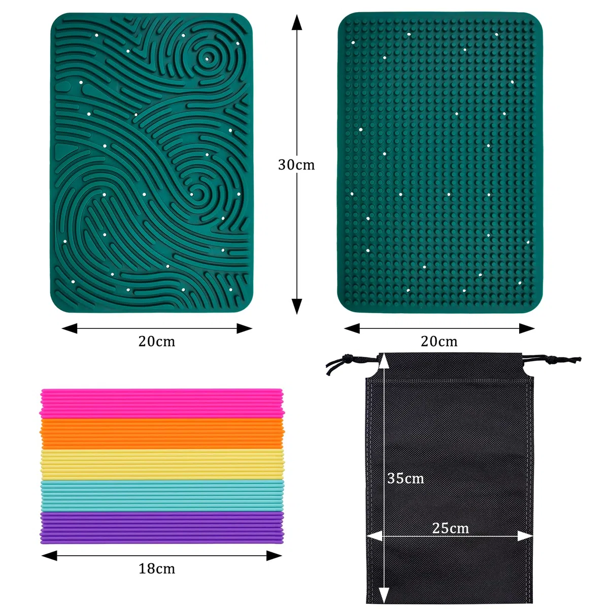 OMJMYY Sensory Activity Board 20 x 29.5 cm Scheda di attività Sensoriale Silicone Fidget Toy Sensorik Activity Board con Borsa da Viaggio e 40 Corde per Bambini e Adulti ADHD Ansia Stress Autismo