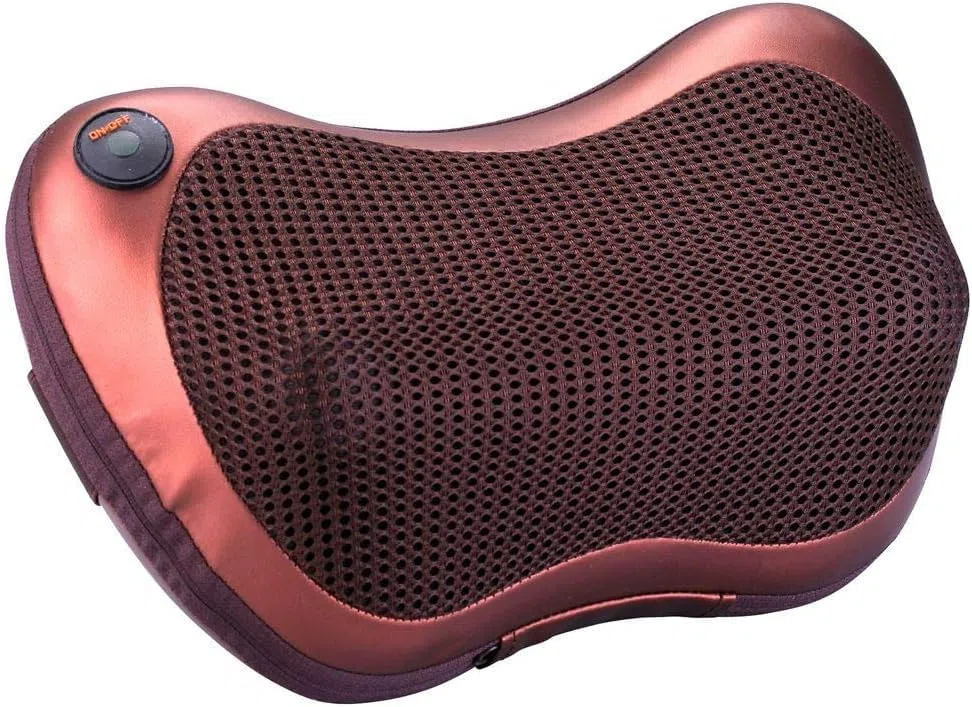SQUADO Cuscino Massaggiante Elettrico per Collo, Schiena, Gambe e Piedi, Massaggio Muscolare, Allevia Dolori Cervicali, per Auto, Casa, Ufficio, Rosso