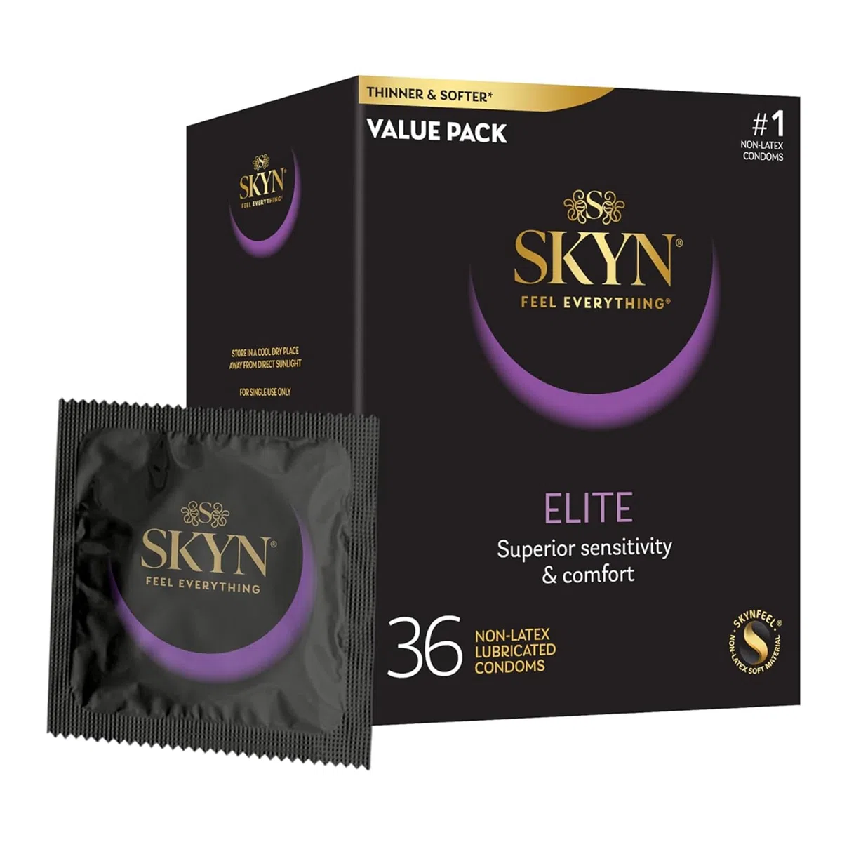 SKYN LifeStyles Elite - Preservativi sintetici in poliisoprene, senza lattice, 36 pezzi (la confezione può variare)