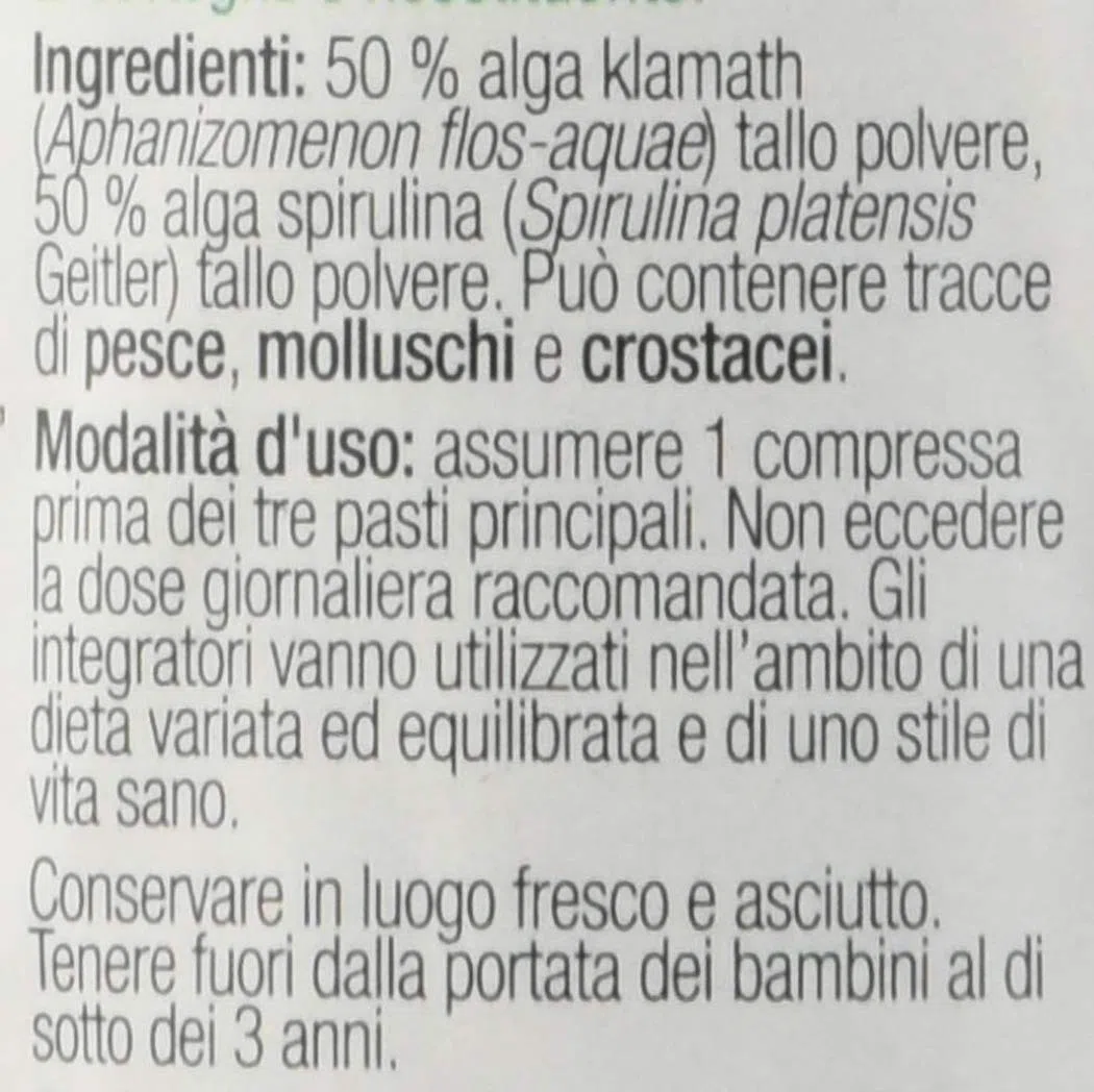 Santiveri Sa 48892 Alga Klamath con Alga Spirulina, Integratore Alimentare, 70 compresse