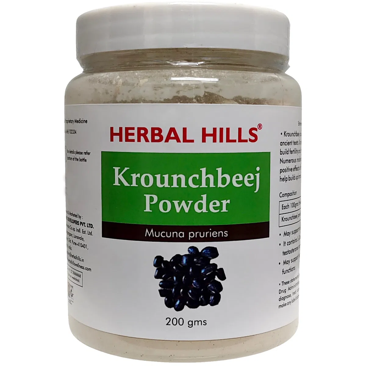 Herbal Hills Polvere biologica Konch Beej/Kaunch Beej/Krounchbeej | 200 Gms