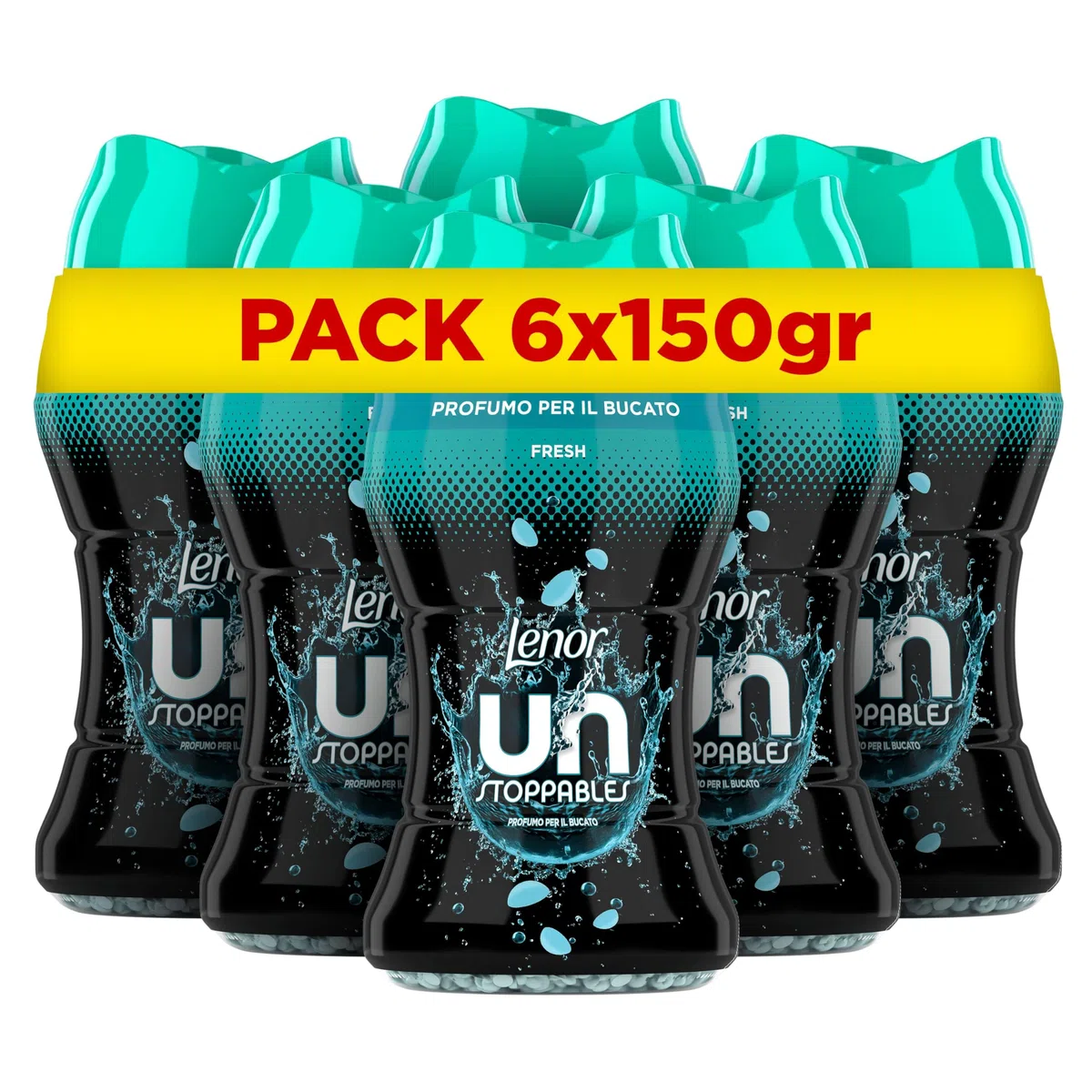 Lenor Profumatore Bucato Lavatrice, Perle Profumate, Unstoppables Fresh, Formato 6 x 150g, Intensificatore Di Profumo