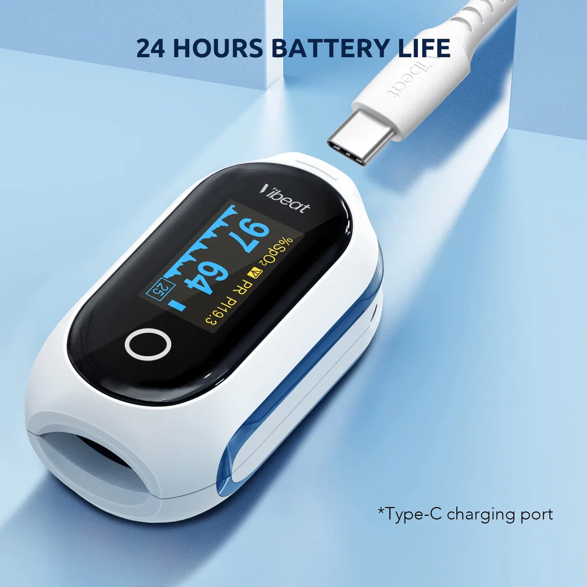 Pulsossimetro da dito Ricaricabile, Saturimetro da dito Bluetooth, Monitor della Saturazione di Ossigeno nel Sangue con Modalità di Registrazione Continua, Monitor della Frequenza Cardiaca con APP