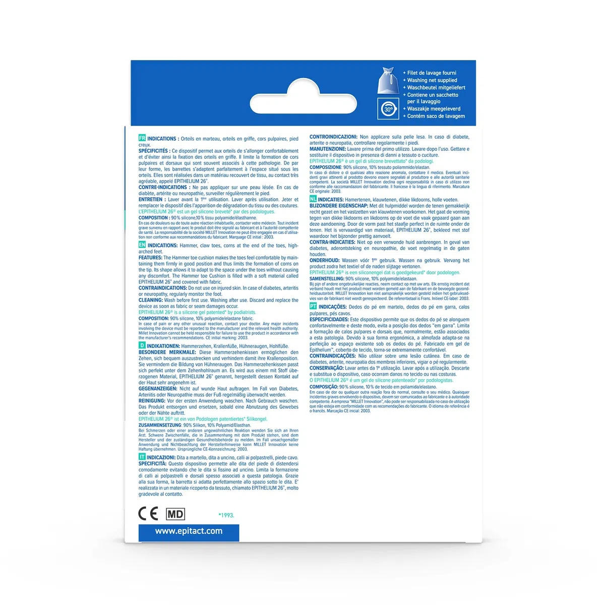 Epitact | Barrette Sotto-Diafisarie | Dita a Griffe, a Martello, Calli | Allungano Confortevolmente le Dita, Limitano la Formazione di Calli | Sollievo Immediato | Innovazione Francese (L)