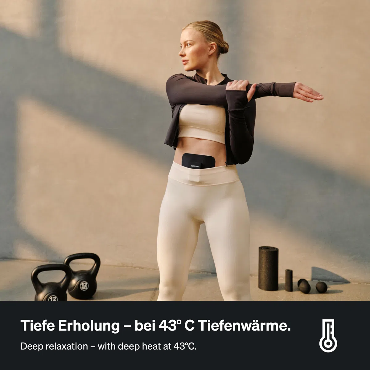 BLACKROLL® THERMO PAD - Cerotto termico elettrico, riutilizzabile, calore costante per rigenerazione, mestruazioni e rilassamento muscolare, fino a 8 ore di autonomia, USB-C