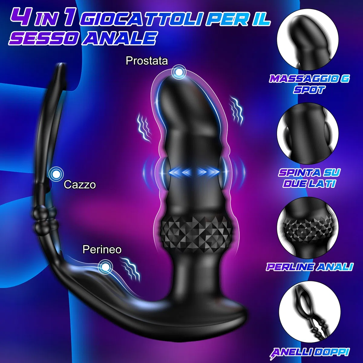 Sex toys Massaggiatori per la Prostata- Vibratoreper Donna Plug Vibratori con Telecomando & Anelli fallici,Dildo Anale con 3 Doppio Picchiettamento &7 Vibrazioni,Plug Anale da Uomo Vibratore per Donna