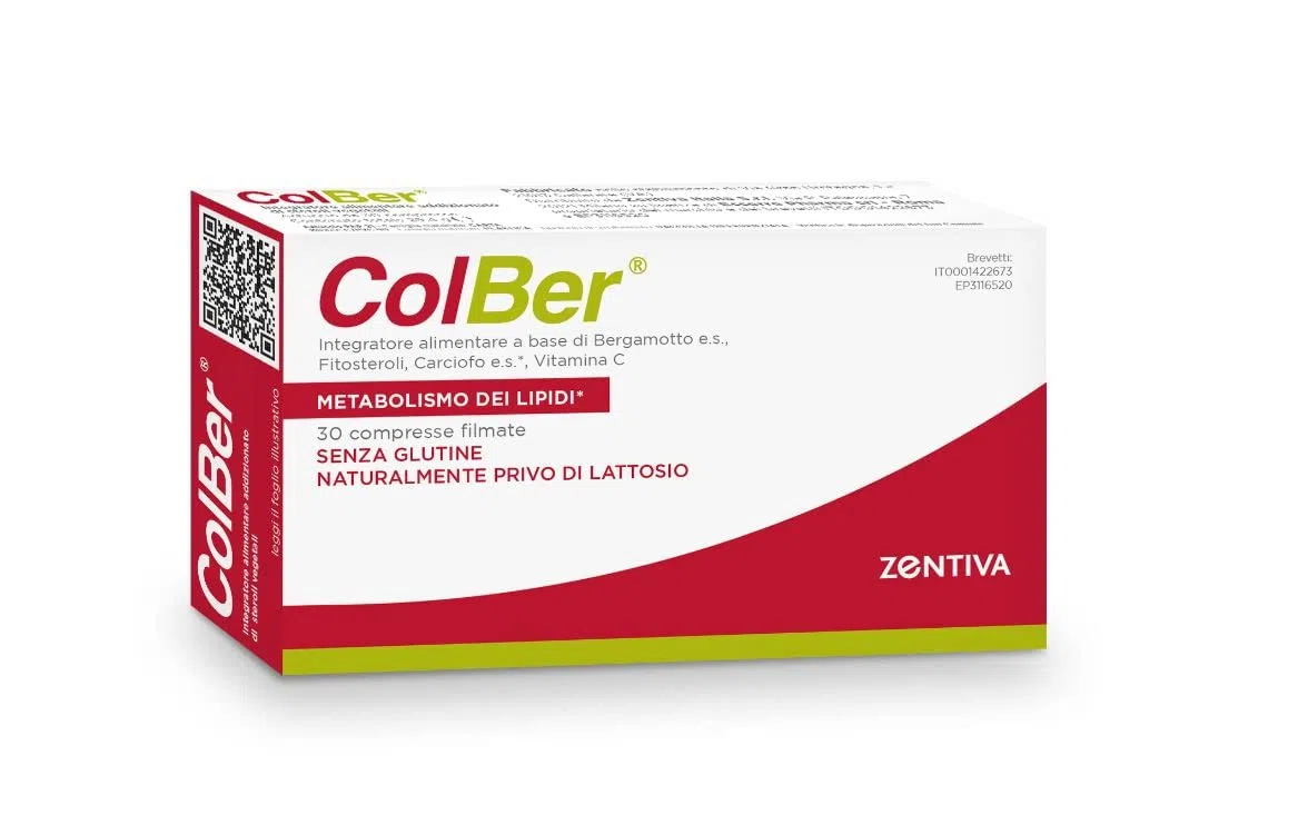 ZENTIVA ColBer 30 Compresse - Integratore Alimentare Metabolismo dei Lipidi con Bergamotto, Fitosteroli, Carciofo e Vitamina C