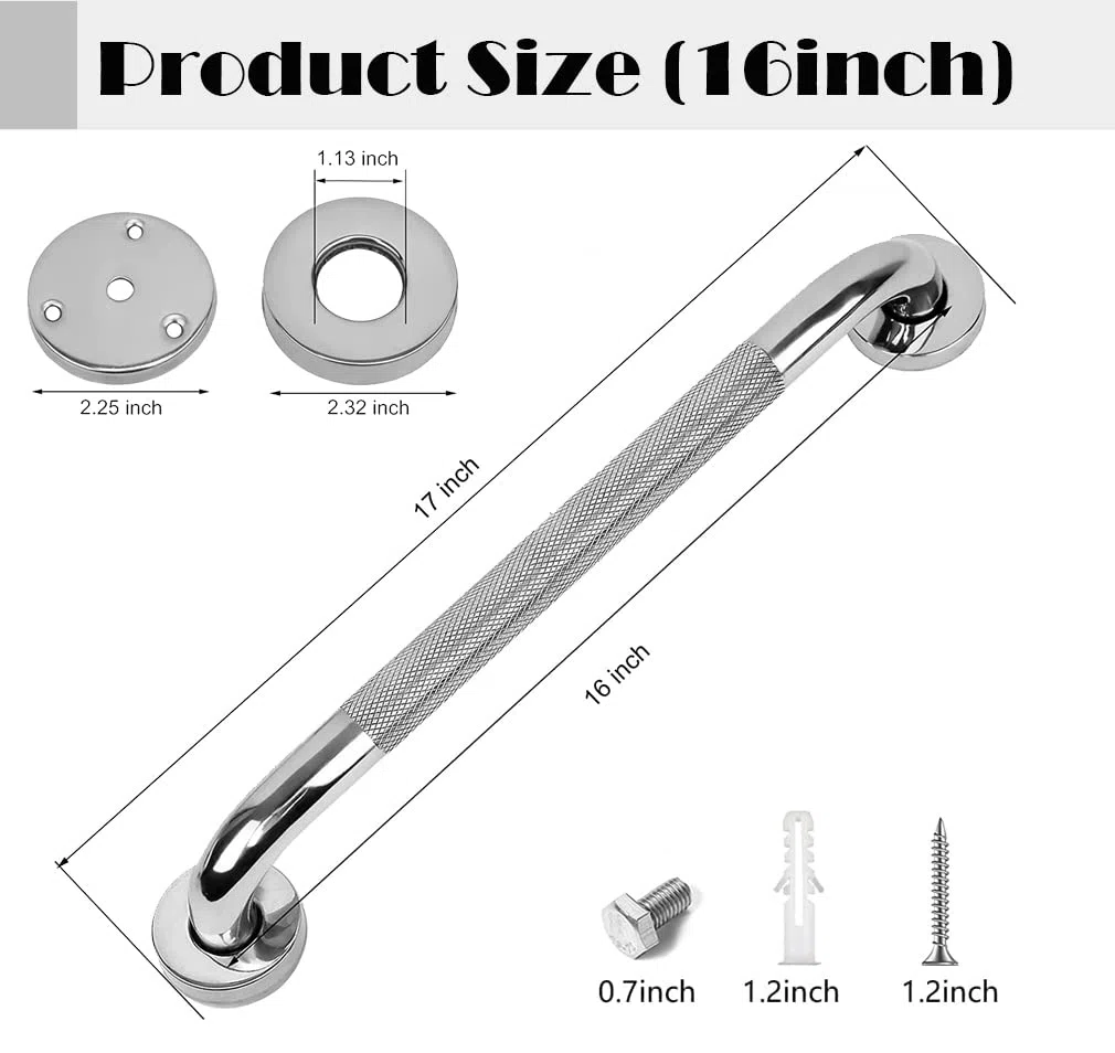 2 Pezzi Maniglione Bagno, 40 cm Maniglione Doccia Acciaio Inossidabile, Antiscivolo, barra di sostegno per parete della vasca per Disabili Anziani Gravida Bambini, con Viti di Montaggio
