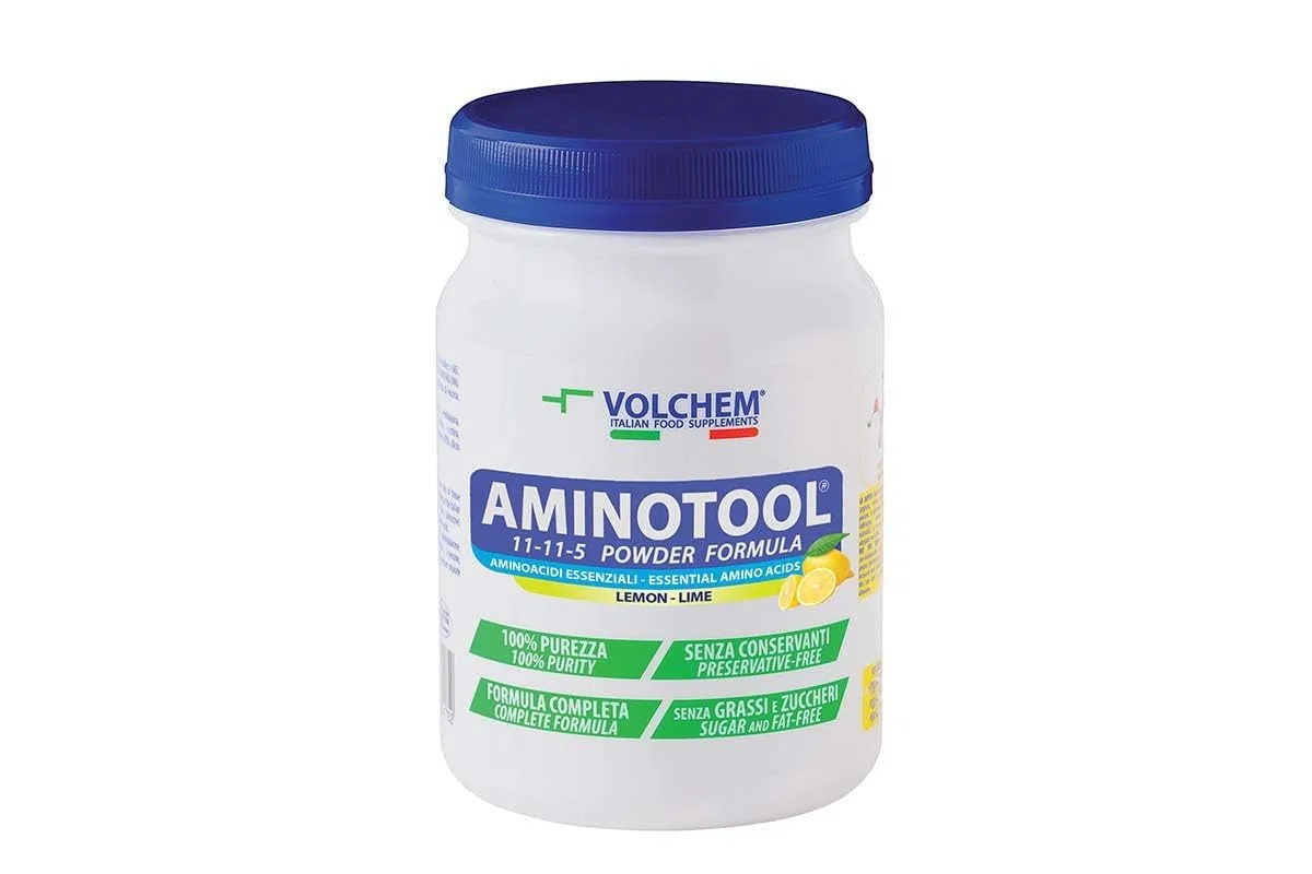 Volchem Aminotool, Integratore Alimentare con Aminoacidi Essenziali in Forma Libera, Formula Completa Senza Grassi e Conservanti (252g, Lemon-Lime)