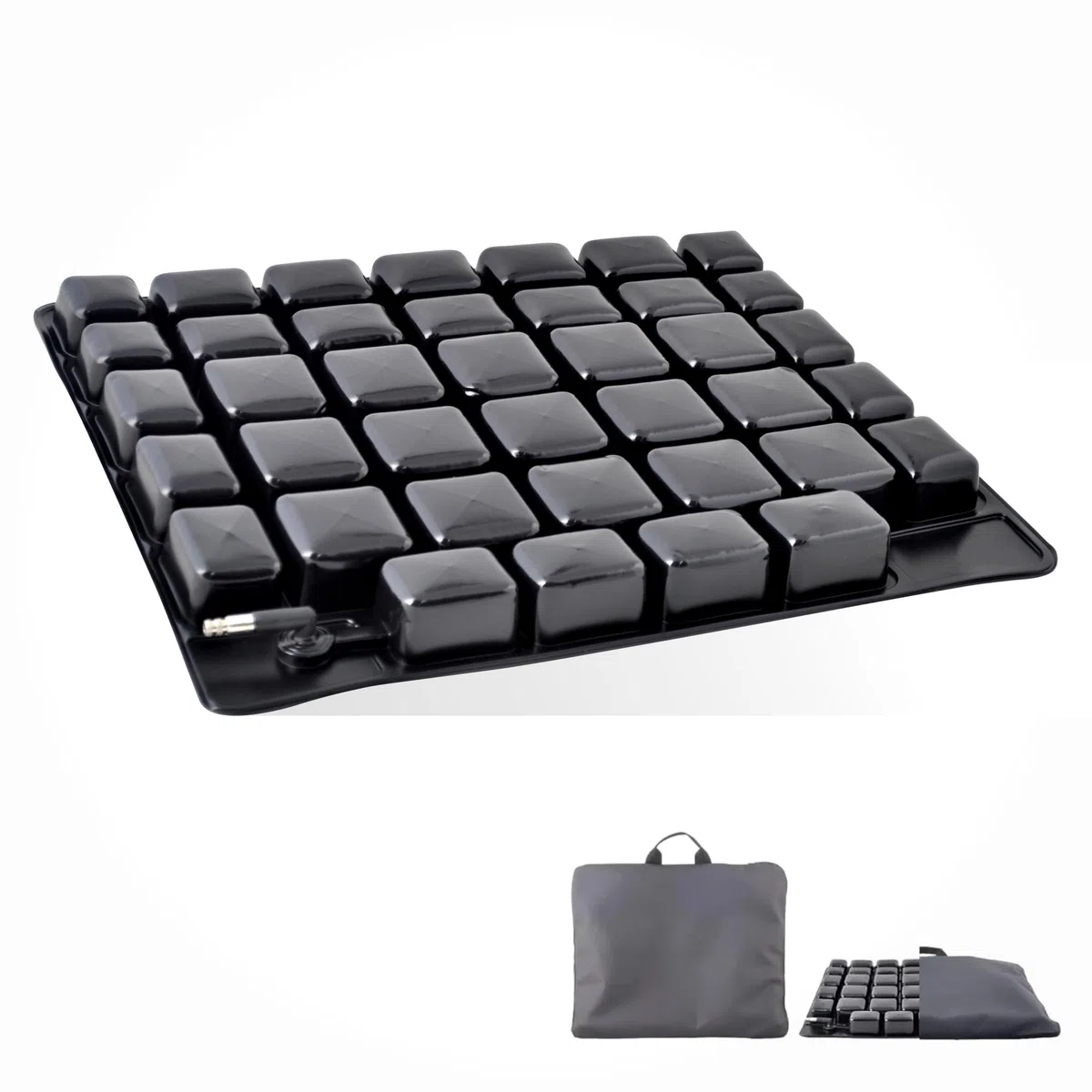 SPES Cuscino Antidecubito Nero - Cuscino Ortopedico per Sedia a Rotelle, Fodera Traspirante, Fondo Antiscivolo - Prevenzione Piaghe, Comfort per Sedute Prolungate, Sistema Auto-gonfiante