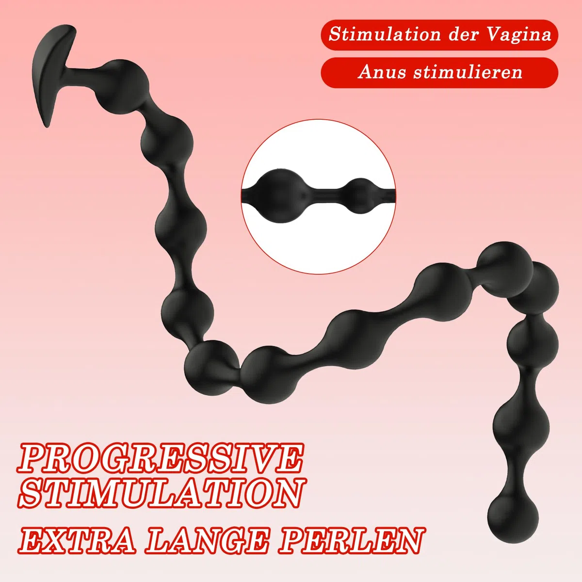 BDSMAGE Plug anale in silicone con 13 palline, Plug anale con catena anale e perline anali per uomini e donne, Dildo anale extra lungo, Gancio anale, Masturbatore anale (B)