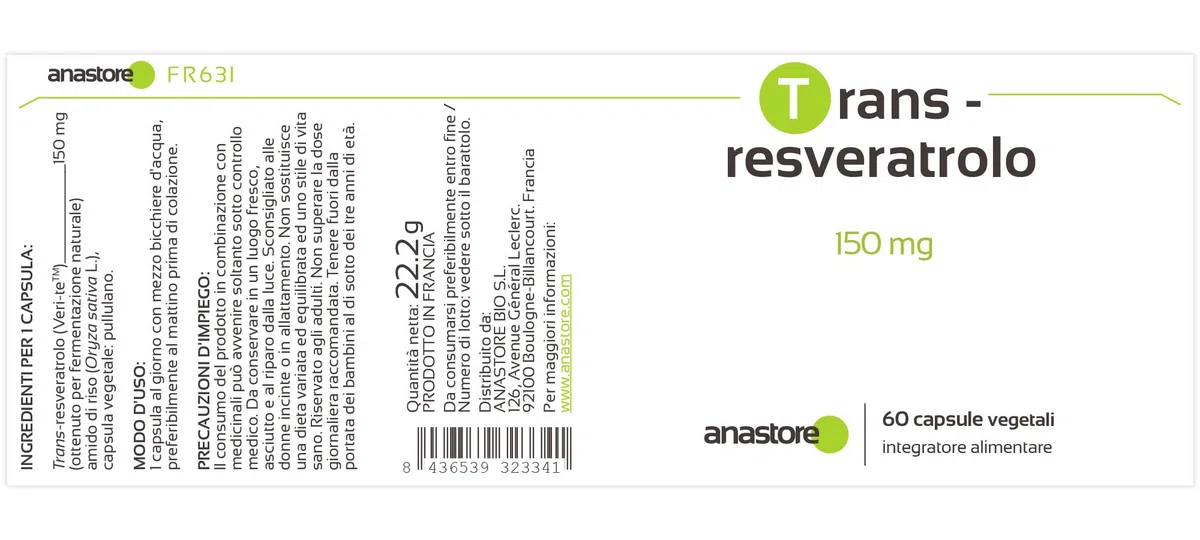 Trans-Resveratrolo * 60 capsule vegetali * Antiossidante altamente assimilabile * Anti-invecchiamento + Neuroprotettore *