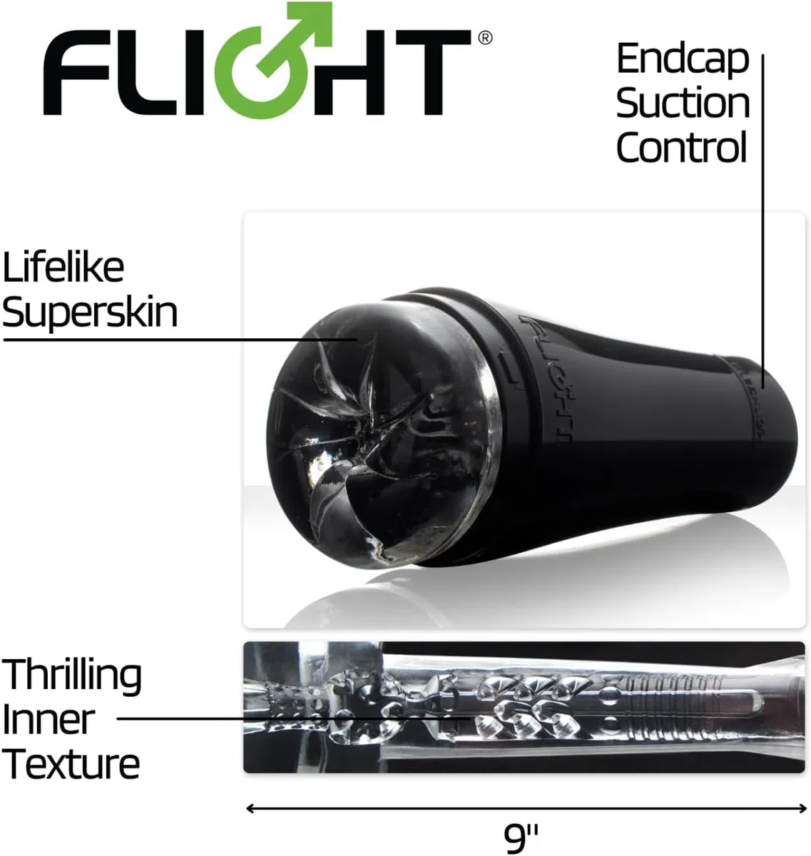 Fleshlight Flight Pilot - masturbatore SuperSkin compatto e discreto, sex toy estremamente realistico