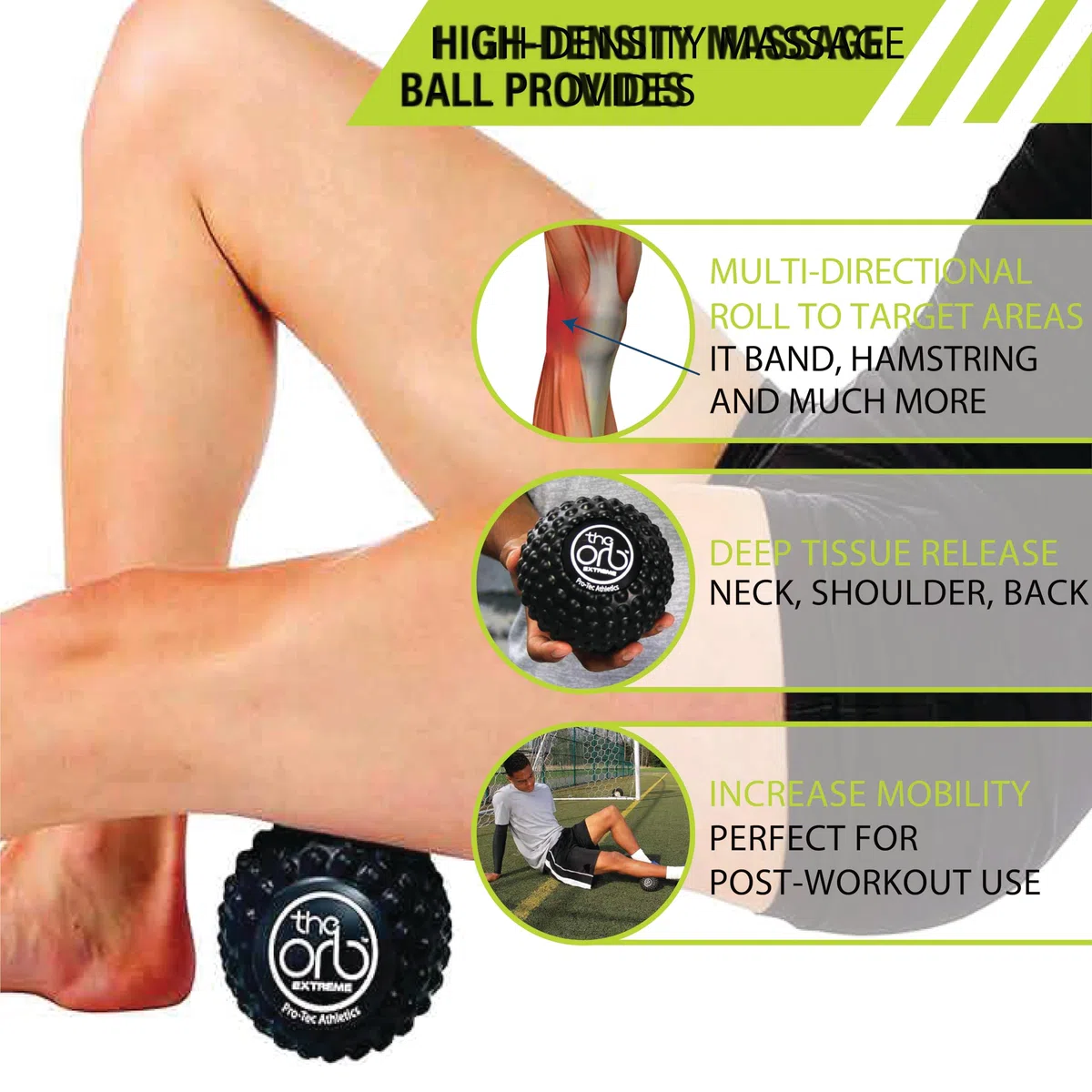 Pro-Tec Athletics The Orb Deep Tissue High Density Massage Ball, 12 cm di Diametro, Blu, Unisex, The Orb Extreme Deep Tissue, Black