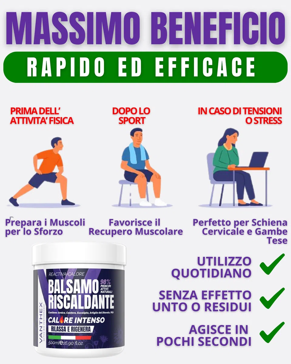 VANTHEX Crema Riscaldante Muscoli Sportiva 500ml con Arnica Gel Forte a Rapido Assorbimento per un Sollievo Naturale ideale per Pre Post Allenamento, Calore Progressivo, Non Untuoso