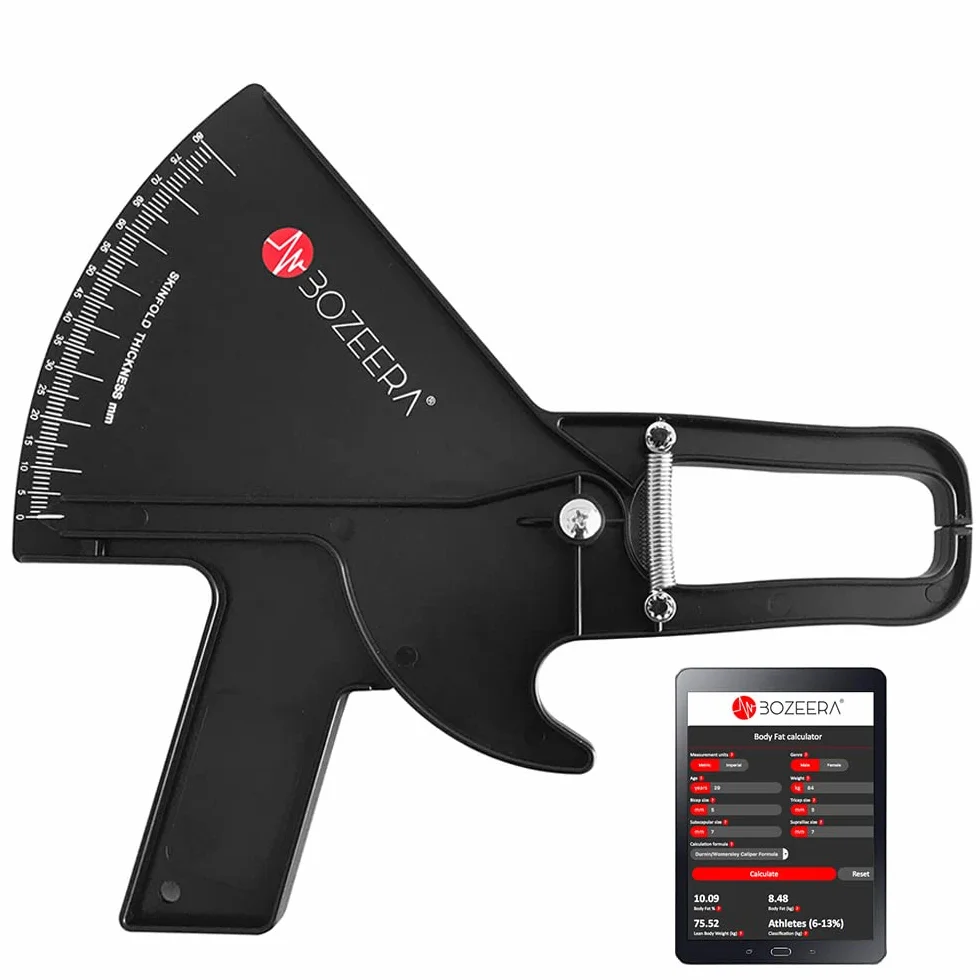 [PLICOMETRO PROFESSIONALE] - Adipometro PRO - Gratis Manuale in Italiano, Software e Video - BOZEERA©. Misuratore Professionale per il Calcolo della Percentuale di Grasso Del Corpo