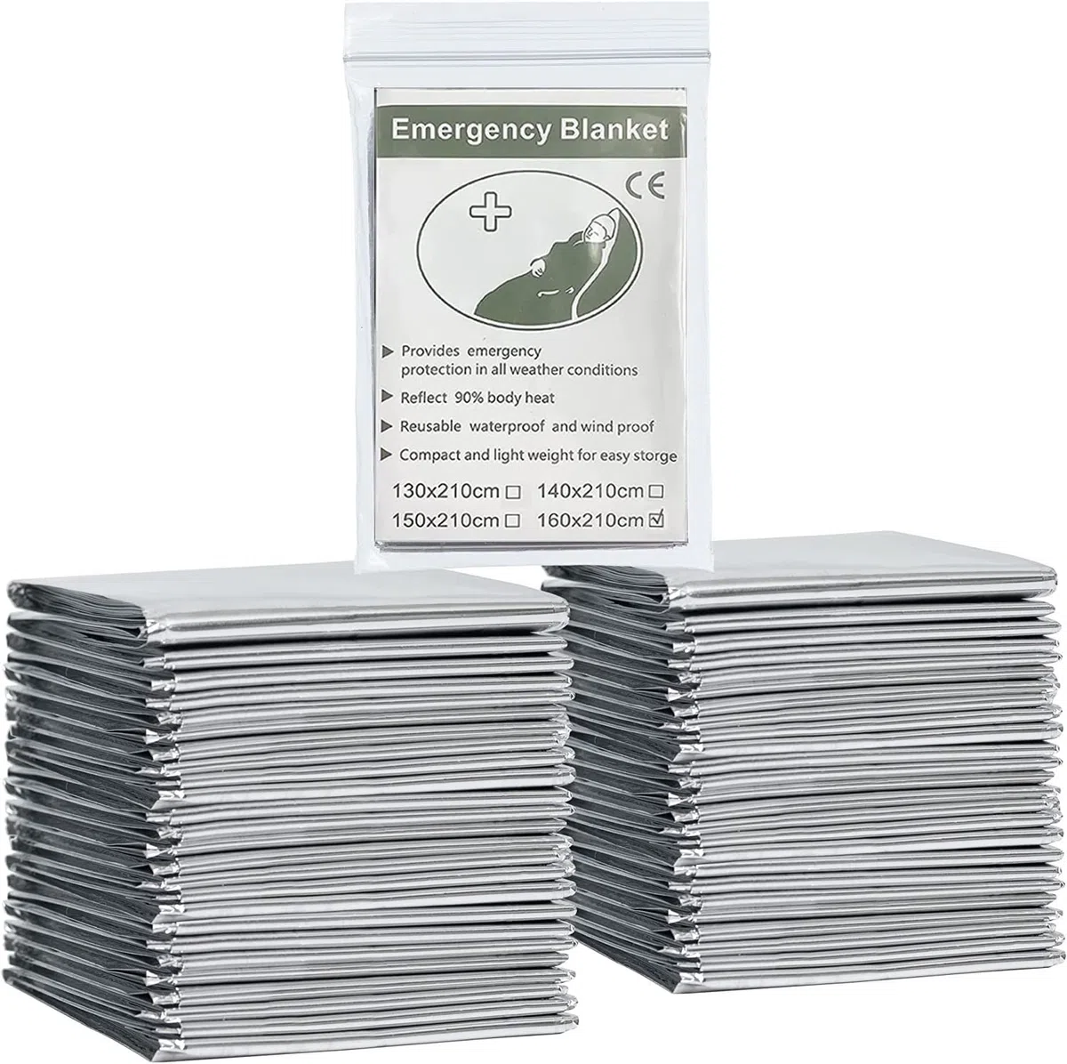 KAHEIGN 14 Pezzi Coperta di Lamina di Emergenza, 160cm x 210cm Coperta Termica di Emergenza in Mylar Pellicola Argentata Altamente Riflettente Coperte di Sopravvivenza per Sopravvivenza in Campeggio