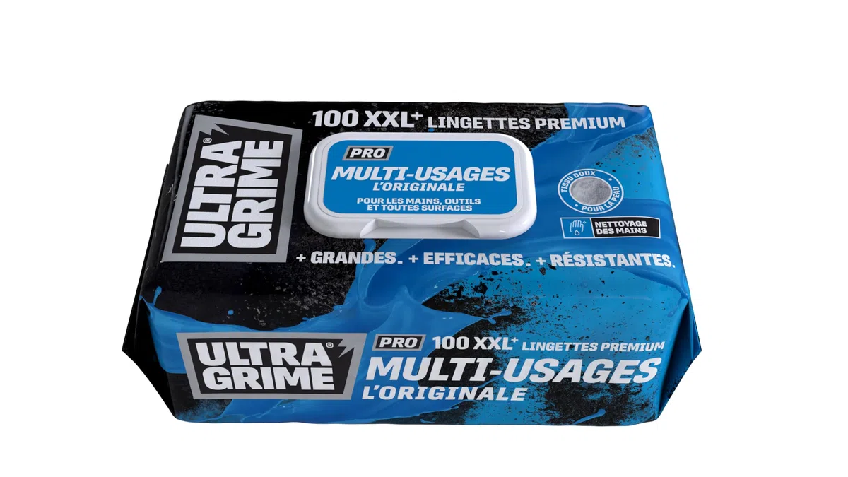 UltraGrime Pro multiuso Cleaning Wipes | Salviette industriali per rimuovere macchie di grasso, olio, vernice e inchiostro | 100 salviette umidificate XXL, 38 cm x 25 cm