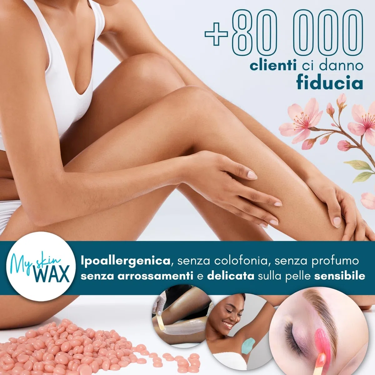 Scaldacera professionale con ciotola in silicone, riscaldatore digitale per cera calda: kit ceretta senza strisce, 400g di cera ipoallergenica a bassa temperatura per bikini, viso, corpo