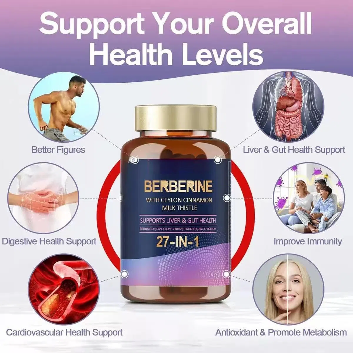 Berberina, favorisce la salute del fegato e dell'intestino, rafforza il sistema immunitario e aiuta a ottenere un fisico migliore, adatta sia per gli uomini che per le donne | berberina con cannella d