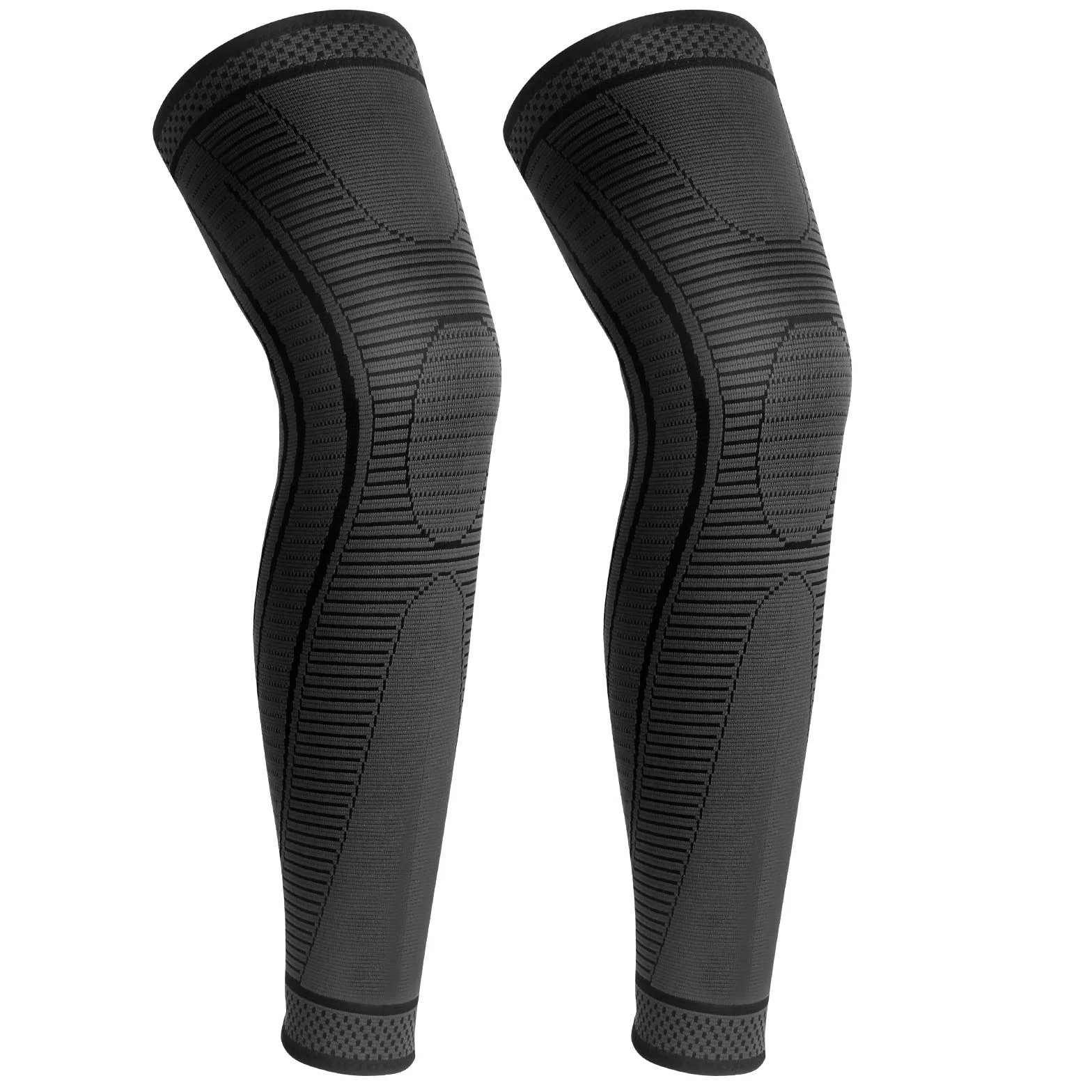 Supporto Ginocchio Lunga 2 Pezzi Tutore Ginocchio Compressione Con Silicone Antiscivolo, Applicabile a ACJ, PCL, Lacerazione Menisco, Artrite, Tenosinovite, Maschio e Femmina (nero, M)