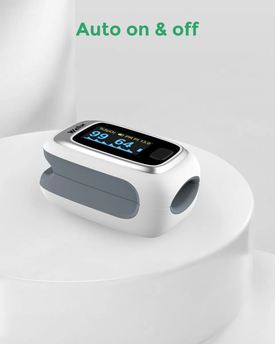 ViATOM Saturimetro da Dito Professionale, Pulsossimetro da Dito Portatil, Ossimetro da dito con allarme, Monitor di saturazione di ossigeno Nel Sangue, frequenzae cardiaca e del PI per adulti e bambin