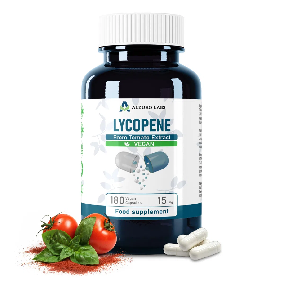 Licopene 15 mg | Alto dosaggio estratto di pomodoro 200:1 standardizzato al 10% | 180 capsule vegane | Supporto antiossidante | GMP e testato da laboratorio terzo