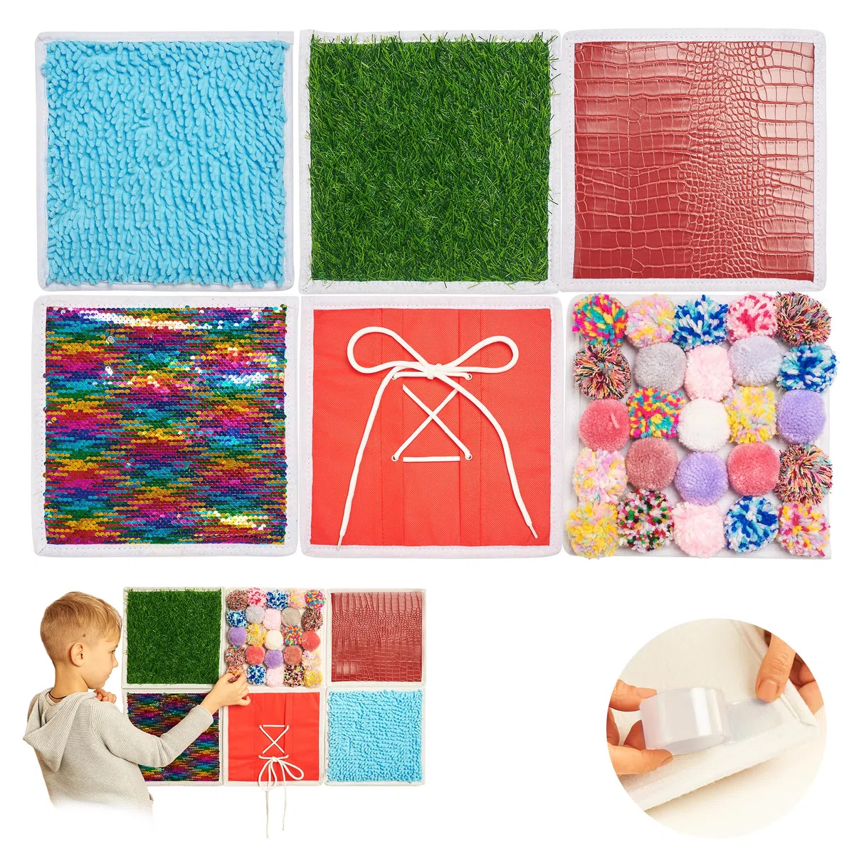 Tappetini Sensoriali | Pannelli Sensoriali Per Bambini | Oggetti Indispensabili Per La Camera Sensoriale | Accessori Per Bambini Con Esigenze Sensoriali | Tappetino Tattile | Sensory Wall | 6 Pz
