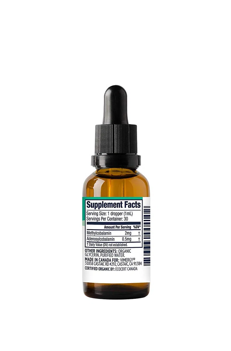 Vimergy Vitamina B12 Liquida – Vitamina B12 Vegan Formato Prova 30 ml – Sistema Nervoso ed Energia Cerebrale – Aroma Dolce – Senza Zuccheri Raffinati – Senza Glutine Senza OGM Keto/Paleo-Friendly