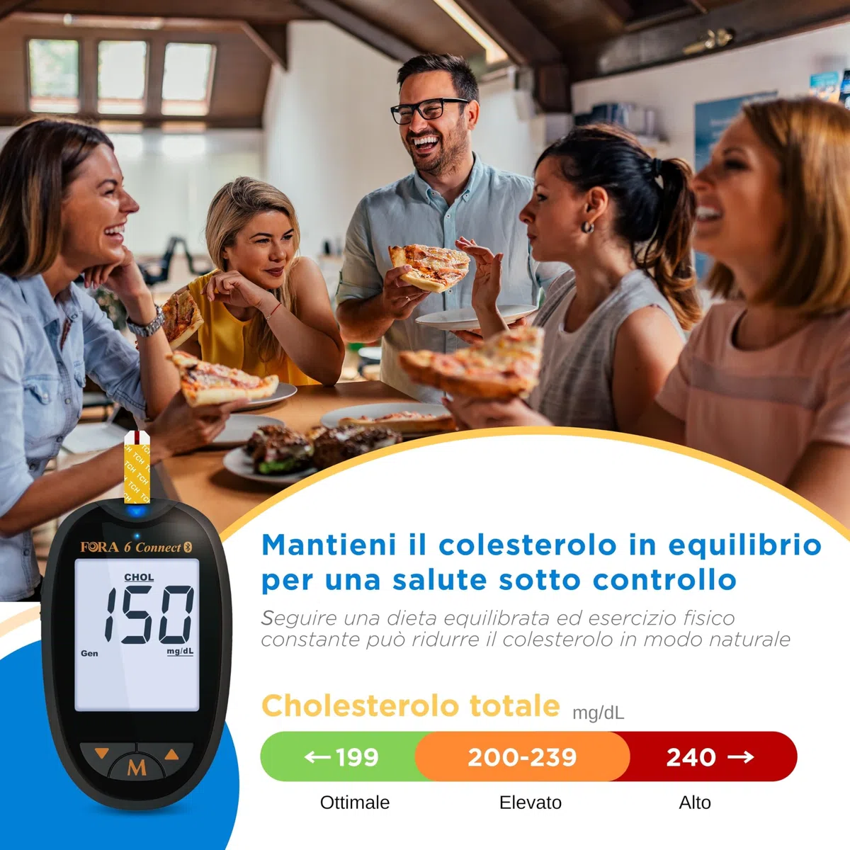 FORA Strisce Reattive per Colesterolo Totale, 10 Pezzi