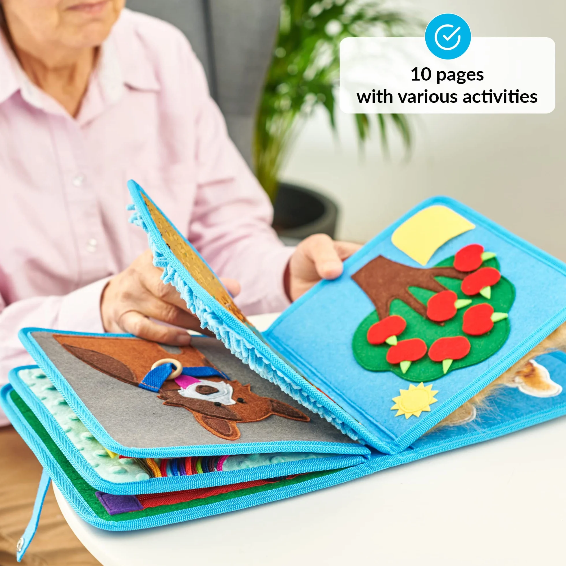 Libro Sensoriale Per Demenza Senile | Coperta Sensoriale Per Demenza Senil | Prodotti Demenza Senile Per Anziani | Fidget Book | Ideale Per Alzheimer, Demenza, Asperger, Autismo, Ansia (Blue)