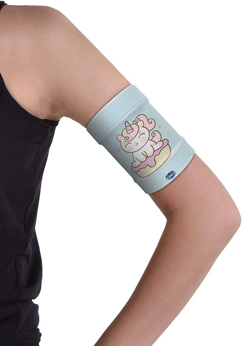 Dia-Band BAMBINI unicorno, fascia protettiva per sensore di glucosio Freestyle Libre, Medtronic, Dexcom e Omnipod | Fascia in tessuto confortevole per diabetici.