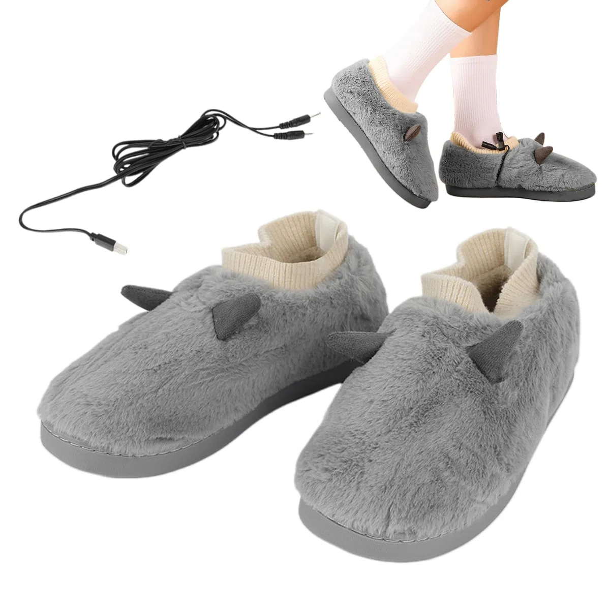 Maciun Pantofole Riscaldanti Elettriche, Scaldapiedi Elettrico Riscaldante - Scaldapiedi Elettrico, Scarpe Riscaldanti, Pantofole a Microonde, Scaldapiedi per Alleviare la Rigidità dei