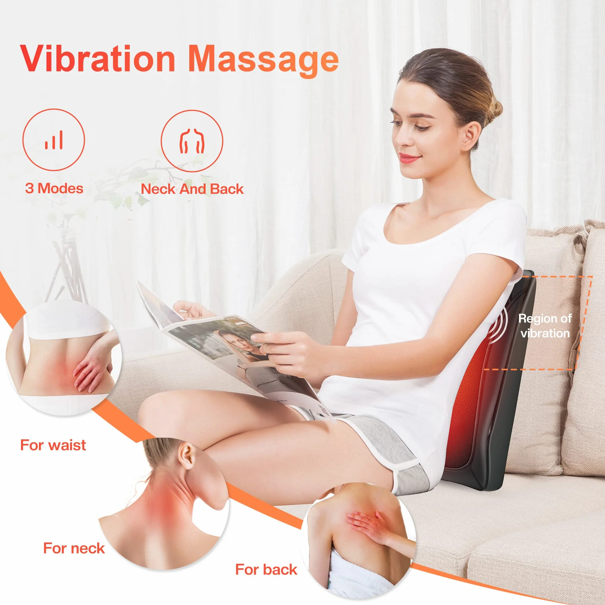 COMFIER Massaggiatore per schiena e collo con calore, cuspide massaggiante 3D con massaggio a vibrazione, massaggiatore shiatsu per collo e spalle, cuscino massaggiante, regali