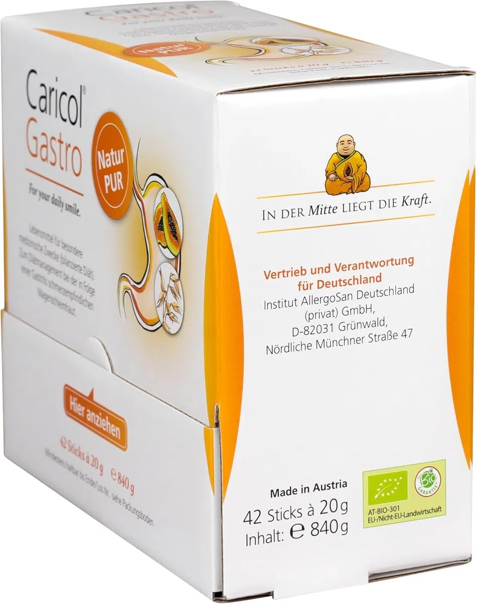 Caricol Gastro | 100% prodotto naturale | Supporto per la mucosa gastrica | Con il potere di Papaya & Biotina | Con papaina | 42 bastoncini da 20 g (840 g)