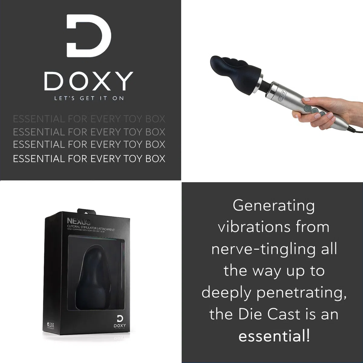 Doxy Die Cast 3 - Soft Silicone Clitoral Massager Wand Vibrator Attachment - 400 Gr