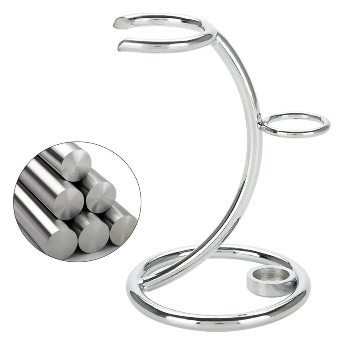 Supporto per Pennello da Barba Acciaio Inossidabile Portatile Supporto Spazzola Pennello Barba Durevole Robusto Supporto di Strumenti per la Rasatura 2 IN 1 per Uomo Domestico e in Viaggio Argento
