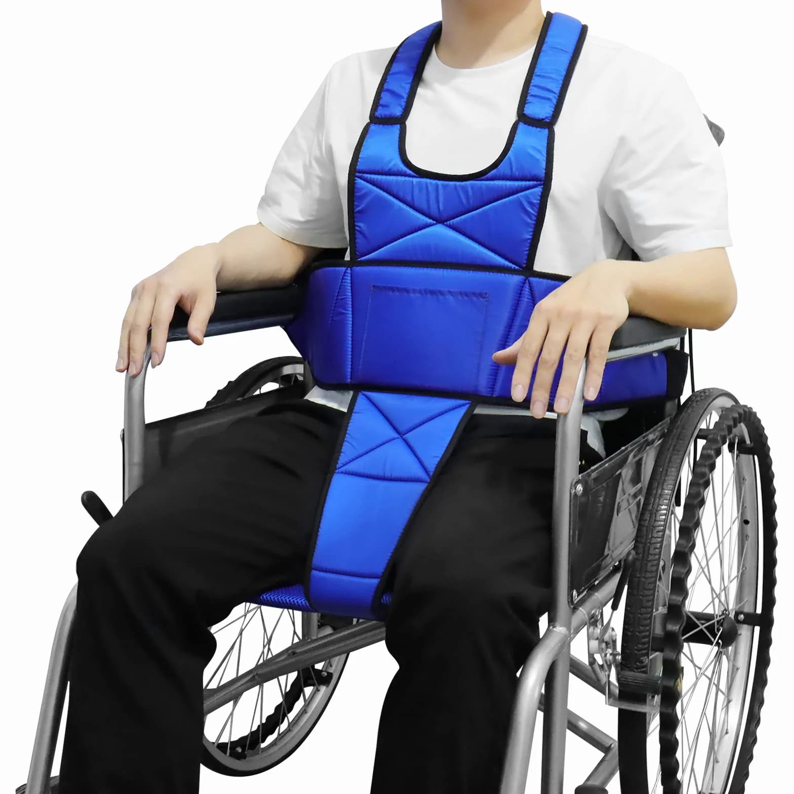 [LOSCHEN] Cintura per sedia a rotelle, antiscivolo, traspirante, accessorio per sedia a rotelle contro il ribaltamento, adatta per anziani e pazienti con mobilità ridotta (blu)