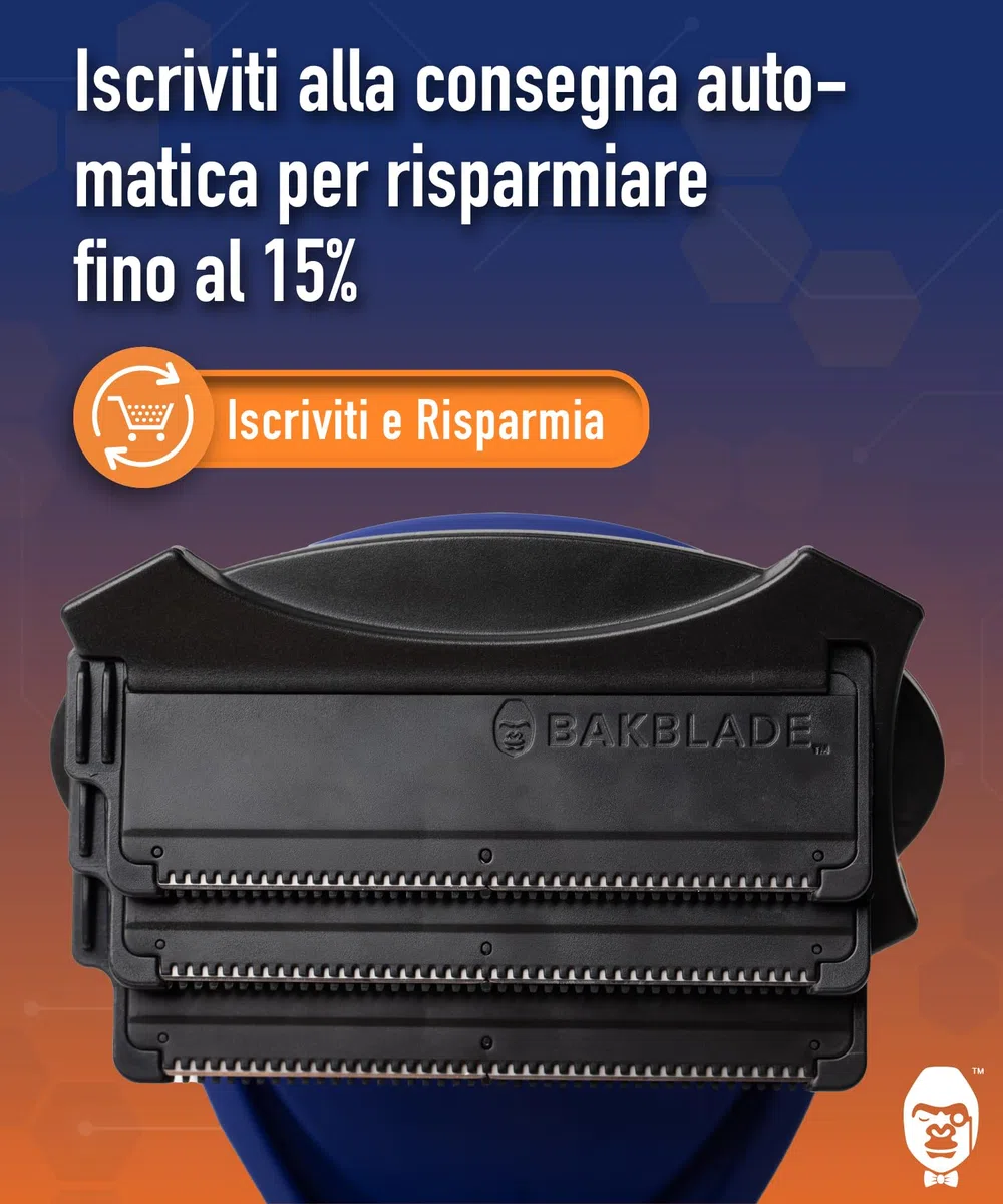 baKblade 2.0 - Ricarica cartucce di ricambio per rasoio per la schiena e per il corpo per rasoi 2.0, 3.0 e 2.0 Elite - Tecnologia Dryglide (6 rasoi inclusi)