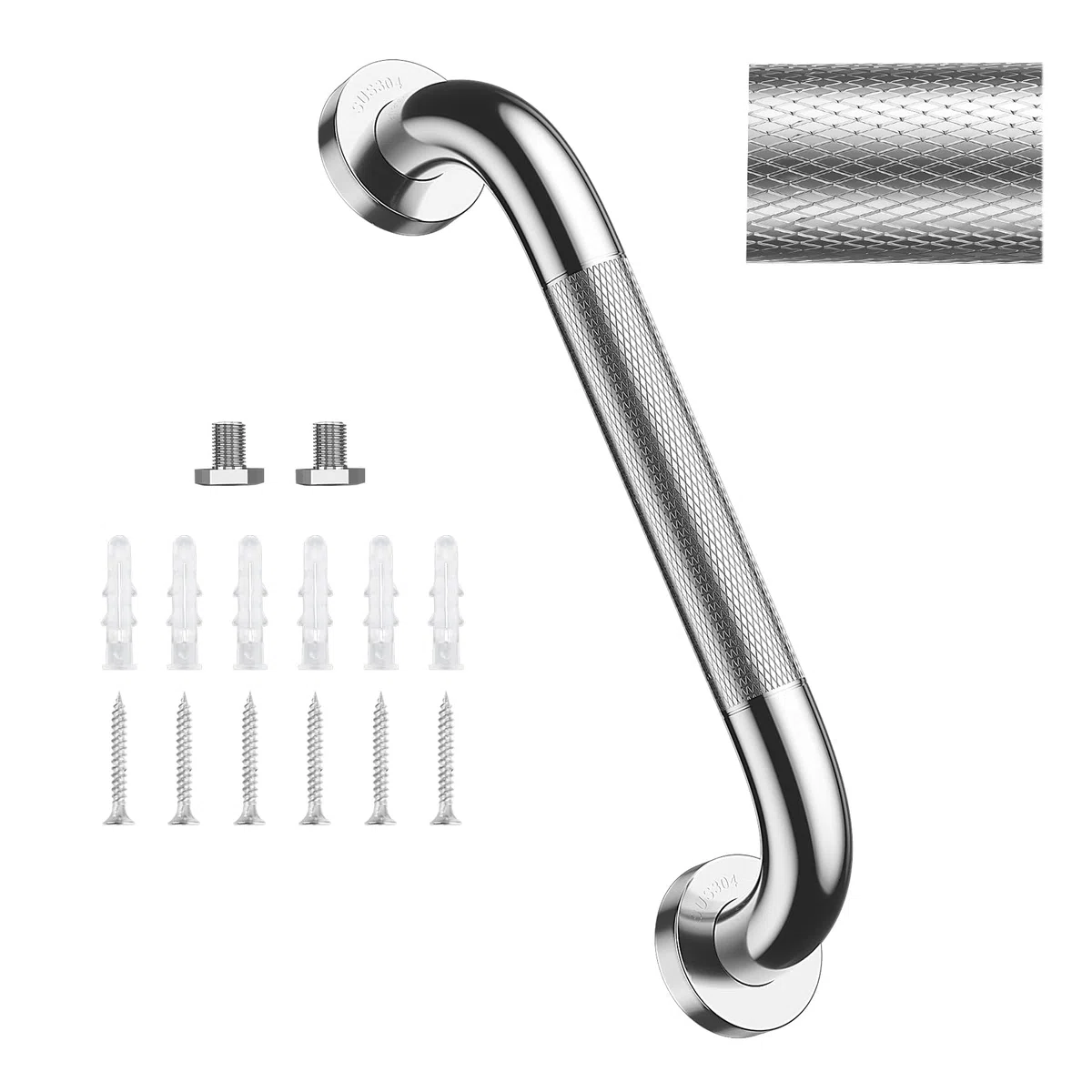 supregear 40cm Maniglioni e Barre per Bagno - Maniglia Doccia Antiscivolo Anziani, Barre Acciaio Inox di Sicurezza per Disabili, Ausili Ideali per Sicurezza e Comfort nel Bagno (Argento)
