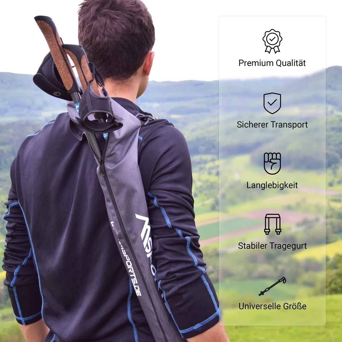 MSPORTS Nordic Walking - Borsa pieghevole per bastoni nordic walking di alta qualità, super leggera