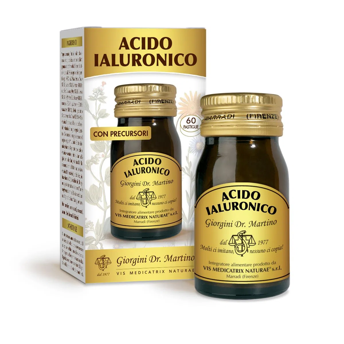 Acido IALURONICO Pastiglie - 30 g (integratore di Acido ialuronico 300 MG - con vitamina C per la Formazione del collagene, Zinco, Rame e biotina per Il Benessere della Pelle)