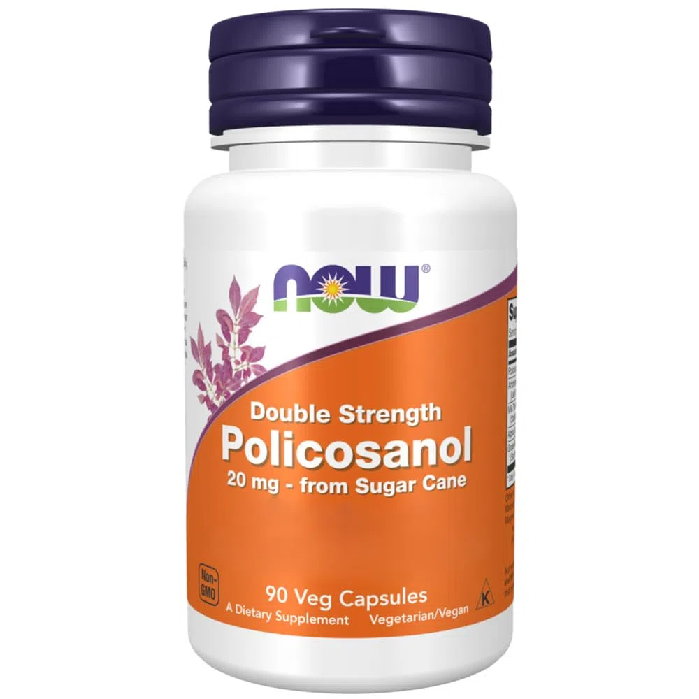 Now Foods, Policosanol, Doppia Forza, 20 mg, 90 Capsule vegan, Testato in Laboratorio, Canna da Zucchero, Senza Glutine, Vegetariano