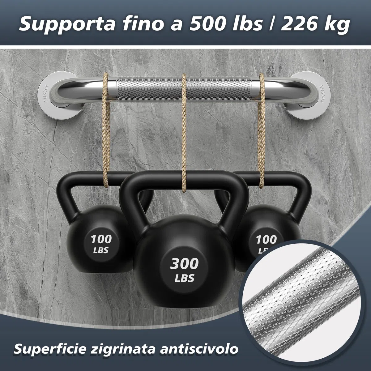 supregear 40cm Maniglioni e Barre per Bagno - Maniglia Doccia Antiscivolo Anziani, Barre Acciaio Inox di Sicurezza per Disabili, Ausili Ideali per Sicurezza e Comfort nel Bagno (Argento)
