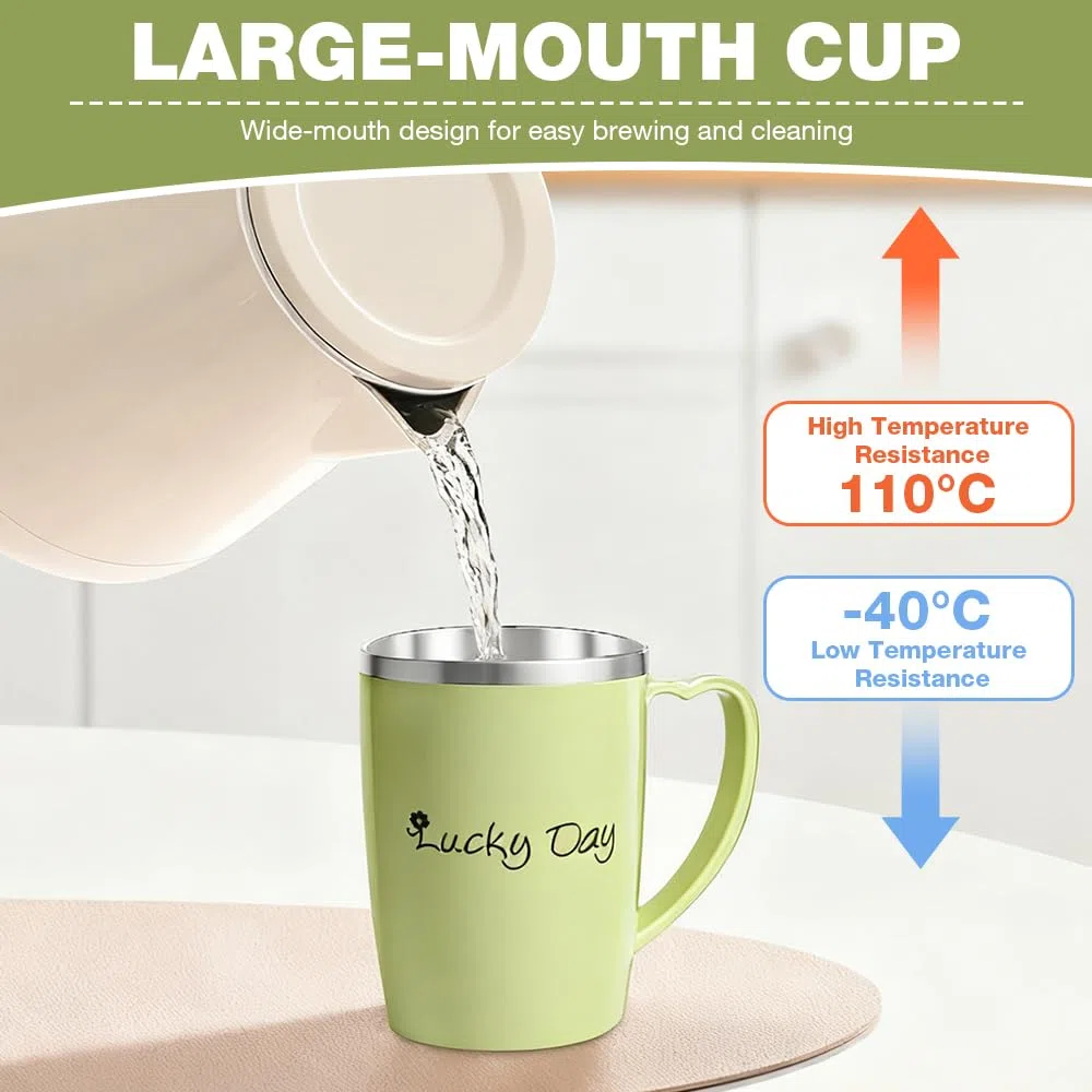350ml Tazza con Beccuccio per anziano, 3-in-1 Acciaio Inox Bicchieri A Prova Di Fuoriuscite, Bicchiere Per Alimentazione per anziano, Per Pazienti, Maternità, Disabili