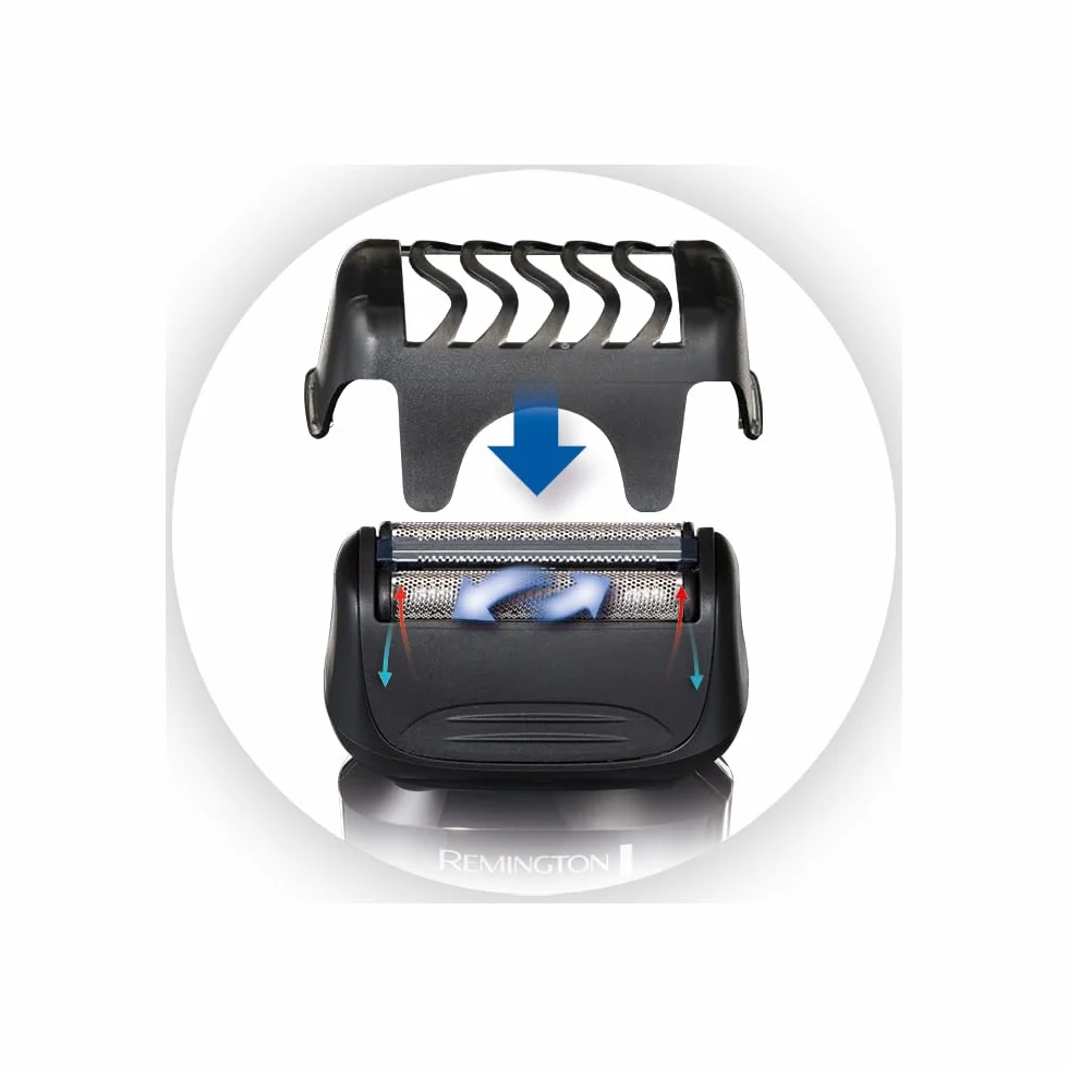 Remington Rasoio elettrico Barba F4 - Utilizzo su asciutto e bagnato - Accessorio styler per barba, Cappuccio protettivo, 100% impermeabile, Rasoio a lamina Style Series F4002