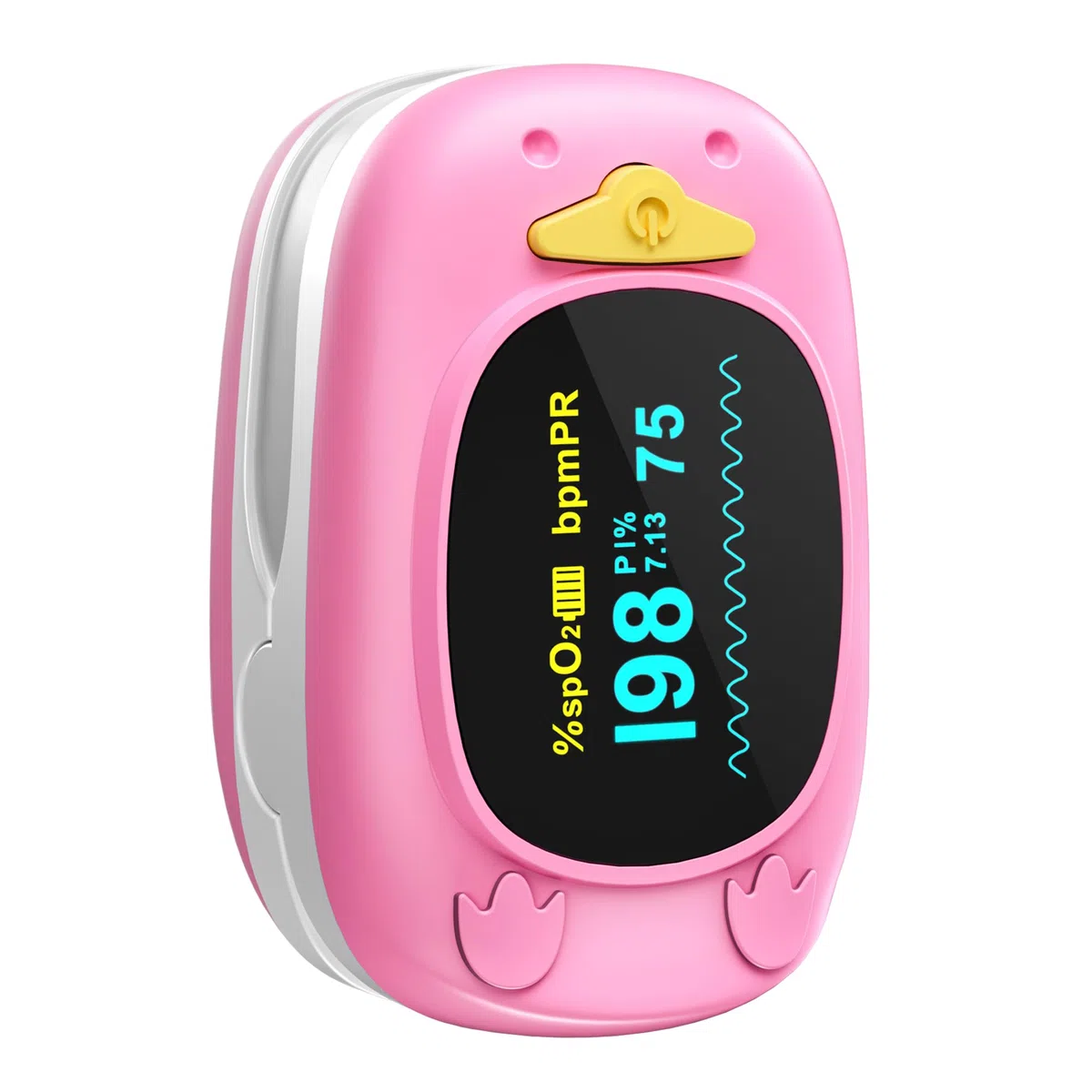 HealthTree Monitor della saturazione dell'ossigeno nel sangue da dito, pulsossimetro pediatrico con schermo OLED,2 batterie AAA incluse, adatto per neonati e bambini di età compresa tra 2,5 e 15 anni