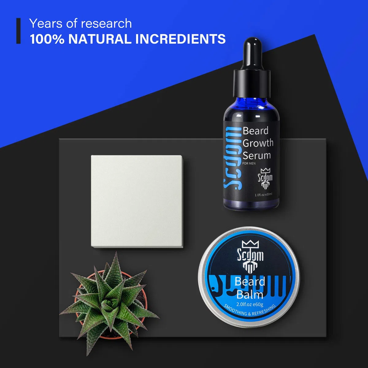 Kit per la Crescita Della Barba, Scdom Kit per la Crescita Della Barba da Uomo con Derma Roller+Olio Siero per la Crescita Della Barba+Balsamo per la Barba+Sapone per la Pulizia Della Barba+Pettine